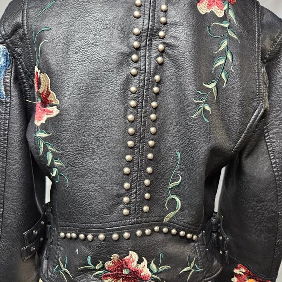 Faux Leather Jacket With Embroidery - Picture 9 of 16
